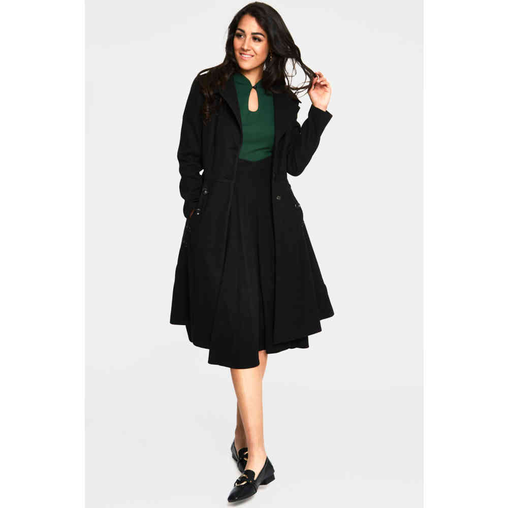 Voodoo Vixen - Nicole Black 40s Style Winterjas - Zwart